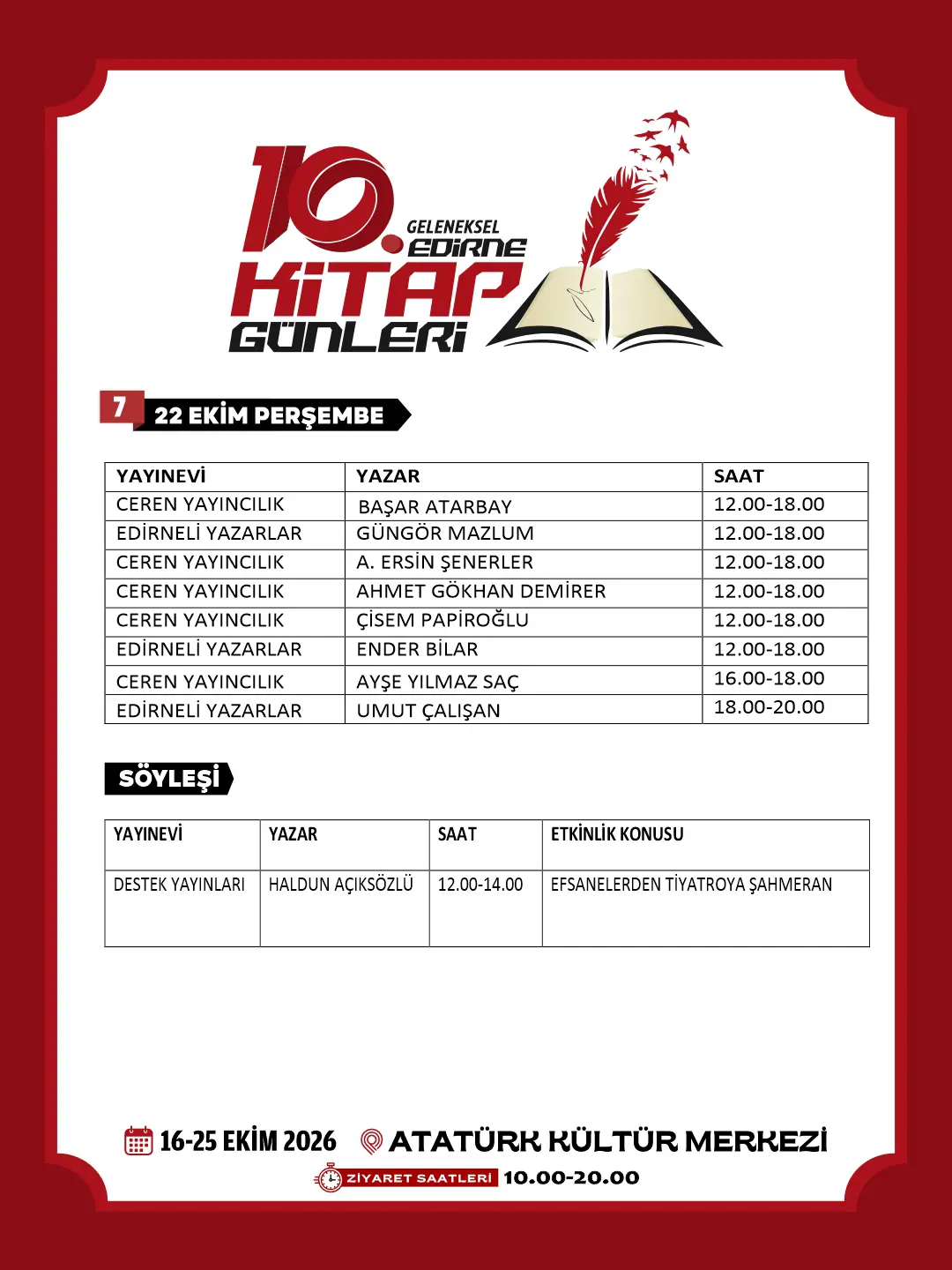 10. GELENEKSEL EDİRNE KİTAP GÜNLERİ’NİN PROGRAMI AÇIKLANDI galeri görseli